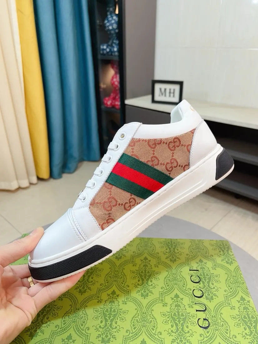 Men's shoes 💰420🌹🌹GUCCI [Gucci] New high-end brand of men's shoes, the latest fashionable casual men's shoes, trendy and versatile, relaxed and sporty style, uppers imported from Italy, first-layer cowhide, genuine leather lining, and ultra-fine workmanship. Original personalized fashionable rubber wear-resistant outsole, light and comfortable on the foot, size 38-44
